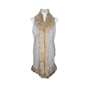 WILSONS LEATHER MAXIMA Women's Suede Faux Fur Lined Boho Style Duster Size XL